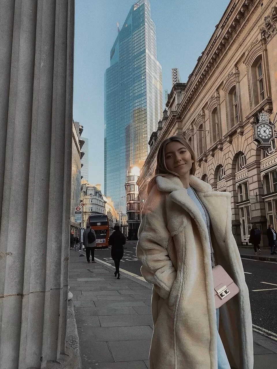 Street by the Bank of England during golden hour. Most instagrammable spots in London