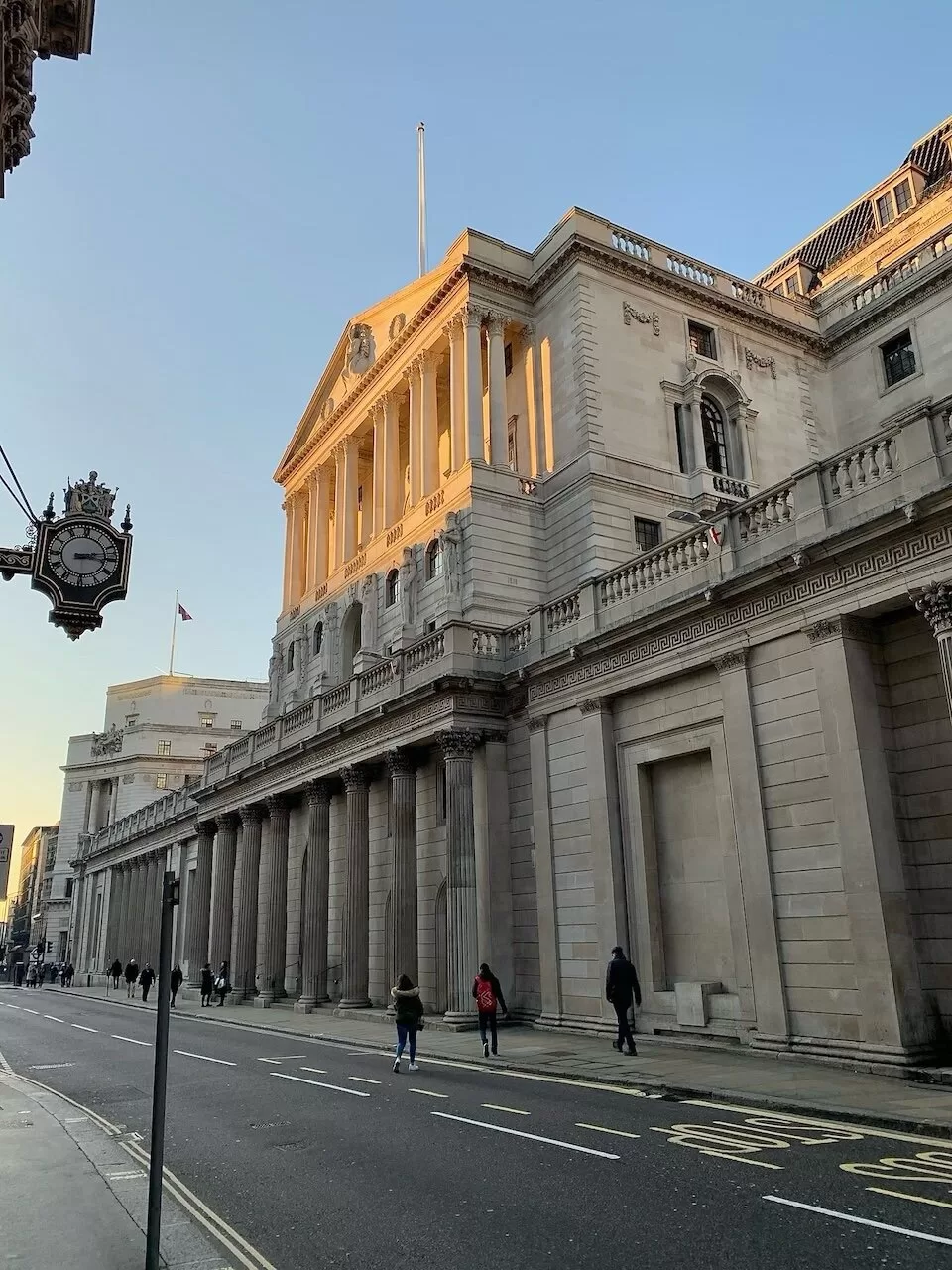 Street by the Bank of England during golden hour. Most instagrammable spots in London