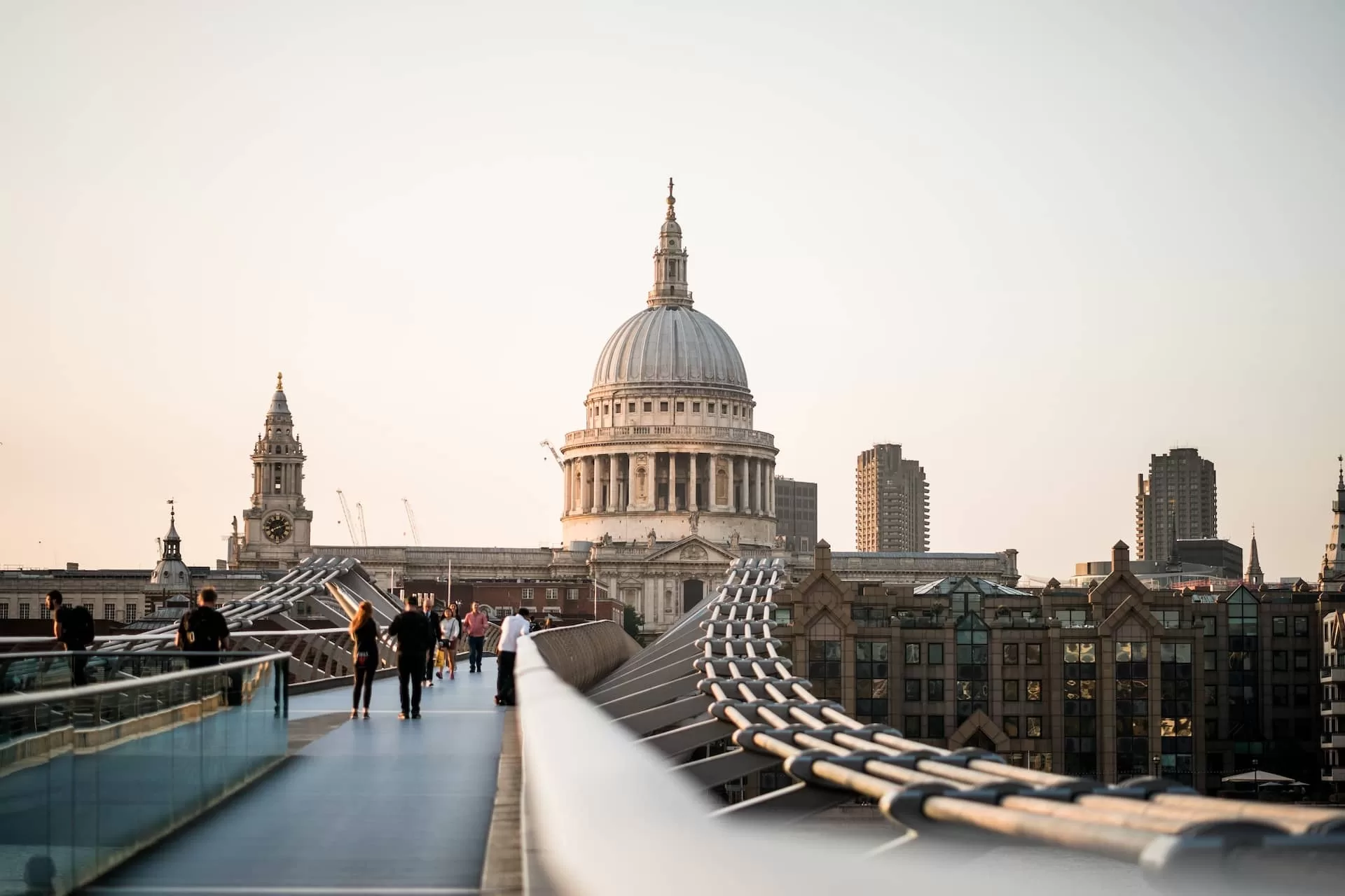 Millennium Bridge with views on St. Paul's Cathedral. Best instagrammable spots in London