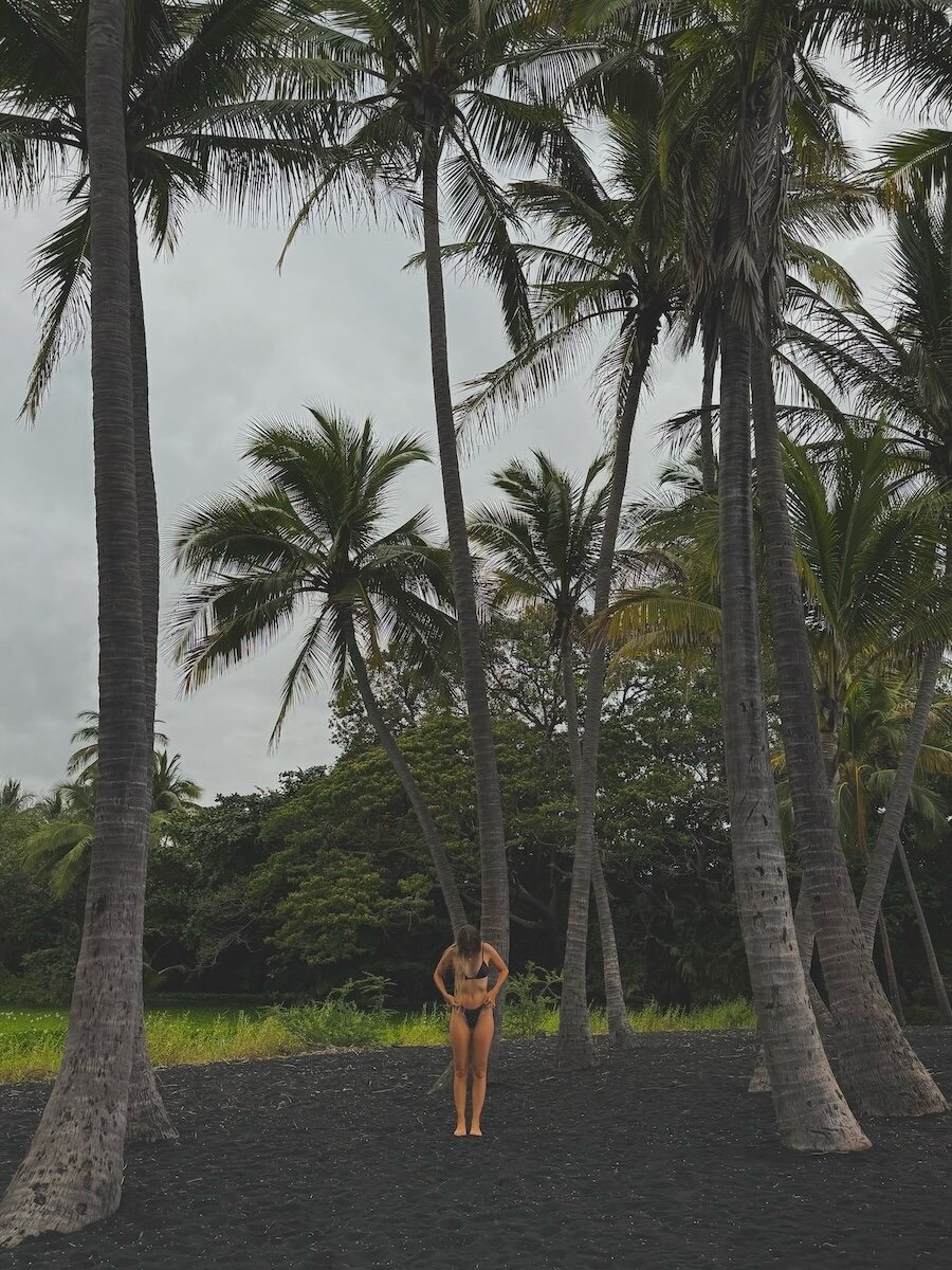 most instagrammable spots in Big Island Hawaii, Punaluu Black Sand Beach
